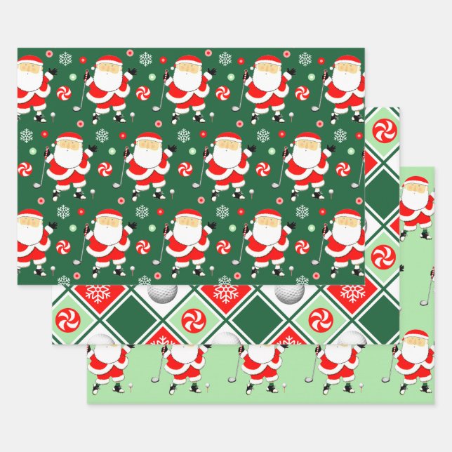 Hoja De Papel De Regalo Vacaciones únicas de Navidades de golf (Set)