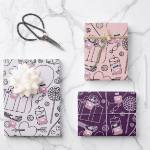 Hoja De Papel De Regalo Valentine apasionado: Botella Perfume de Moda Rosa