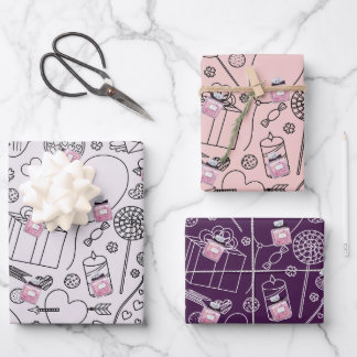 Hoja De Papel De Regalo Valentine apasionado: Botella Perfume de Moda Rosa