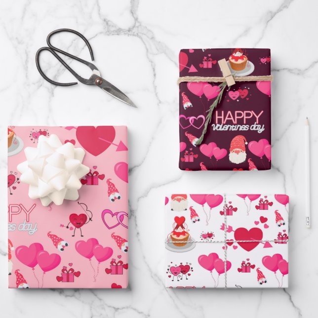 Hoja De Papel De Regalo Valentine Hearts (Anverso)
