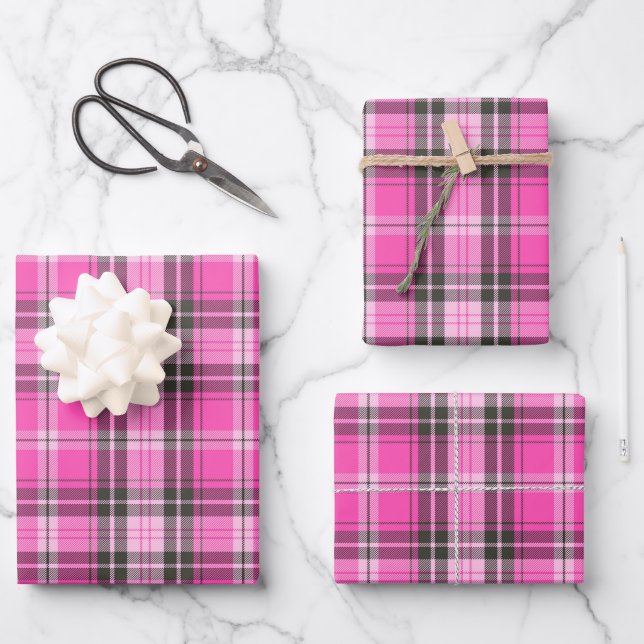 Hoja De Papel De Regalo Valentine Plaid Wrapping Paper  (Anverso)
