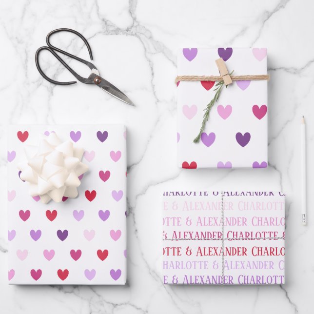 Hoja De Papel De Regalo Valentine's Day Hearts (Anverso)