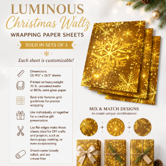 Hoja De Papel De Regalo Vals de Navidad Luminoso