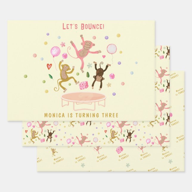 Hoja De Papel De Regalo Vamos a rebotar saltando el cumpleaños de los niño (Set)