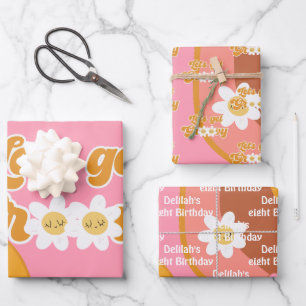 Hoja De Papel De Regalo Vamos a tener un cumpleaños retro groovy