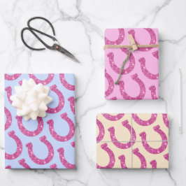 Hoja De Papel De Regalo Vaquera Disco Mono Herradura Rosa Azul Beige