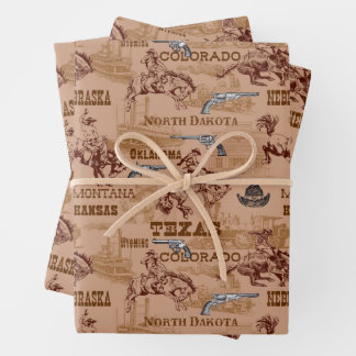 Hoja De Papel De Regalo Vaqueros del Rodeo del Oeste Salvaje Broncos Pisto