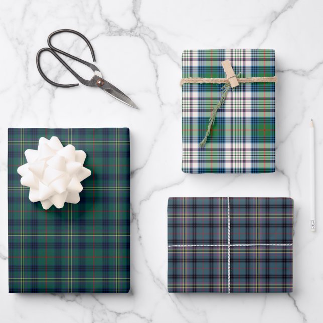 Hoja De Papel De Regalo Variaciones de Clan Kennedy Tartan (Anverso)
