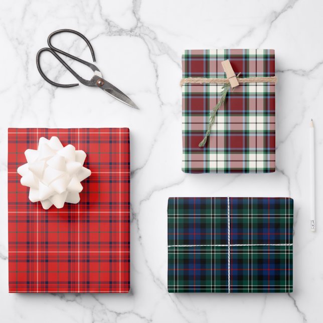 Hoja De Papel De Regalo Variaciones de Clan Rosa Tartan (Anverso)