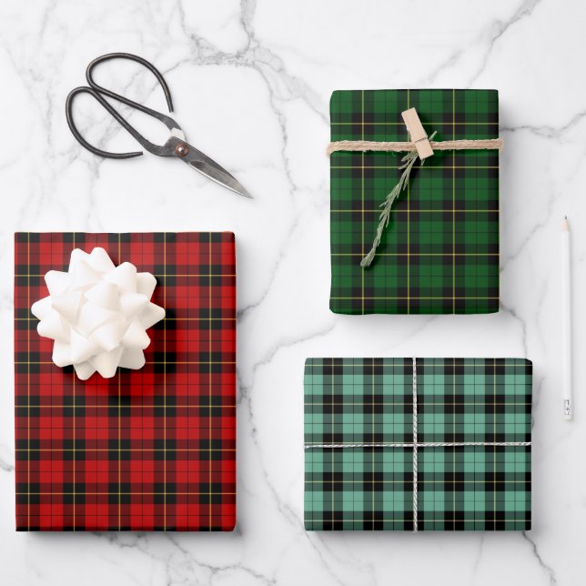 Hoja De Papel De Regalo Variaciones de Clan Wallace Tartan (Anverso)