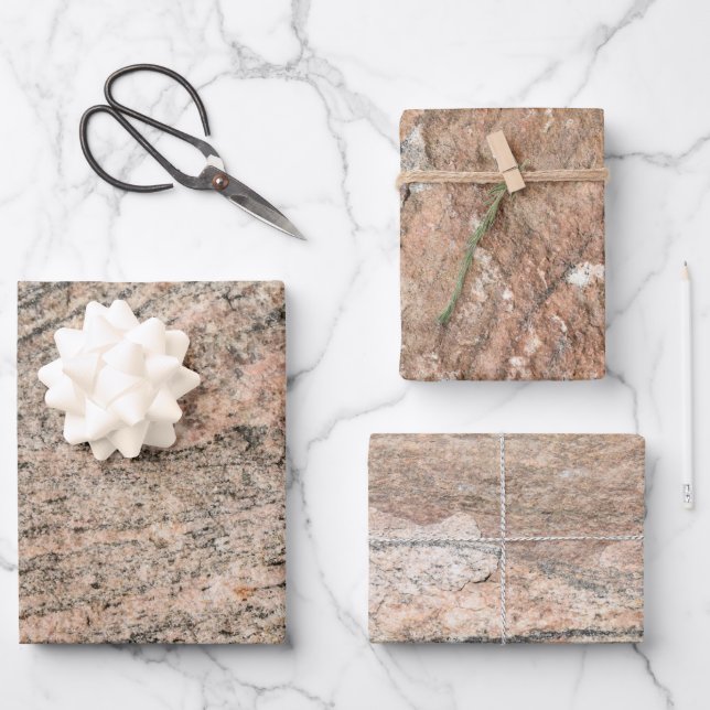 Hoja De Papel De Regalo Variedad de roca rosada y roja frente a frente (Anverso)