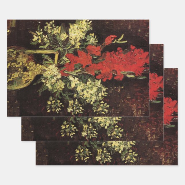 Hoja De Papel De Regalo Vase con Gladioli, Carnations de Vincent van Gogh (Set)