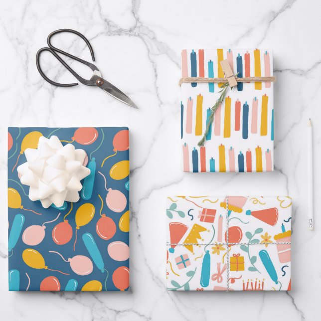 Hoja De Papel De Regalo Vela de globo fiesta de cumpleaños (Anverso)