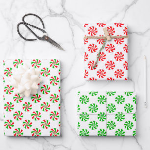 Hoja De Papel De Regalo Vela de menta verde rojo y blanco de vacaciones