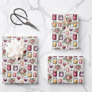 Hoja De Papel De Regalo Velas de vino elegantes patrón de baldosas