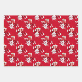 Hoja De Papel De Regalo Velas rojas Navidades blancos ornamentos Rosa vaca