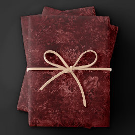 Hoja De Papel De Regalo Velvety Henna Damask | Grunge con angustia roja