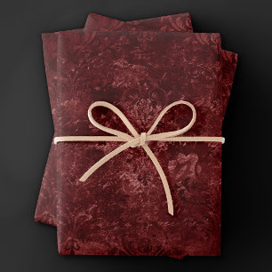 Hoja De Papel De Regalo Velvety Henna Damask Grunge con angustia roja