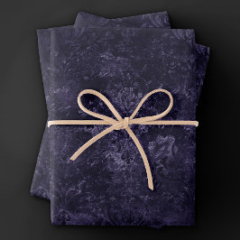 Hoja De Papel De Regalo Velvety Midnight Damask | Grunge índigo morado