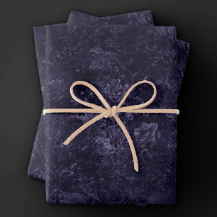 Hoja De Papel De Regalo Velvety Midnight Damask Grunge índigo morado