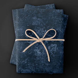 Hoja De Papel De Regalo Velvety Navy Damask | Barroco azul oscuro