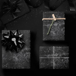 Hoja De Papel De Regalo Velvety Onyx Damask | Black Vampy Grunge Baroque