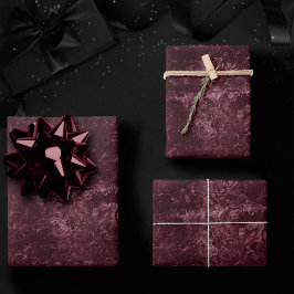 Hoja De Papel De Regalo Velvety Wine Damask | Bordeaux Sangria Grunge Glam