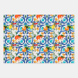 Hoja De Papel De Regalo Verano, baldosas sicilianas, mayólica, cerámica