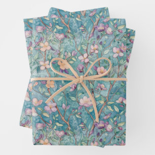HOJA DE PAPEL DE REGALO VERANO BOHO FLORAL FLORISTERÍA 