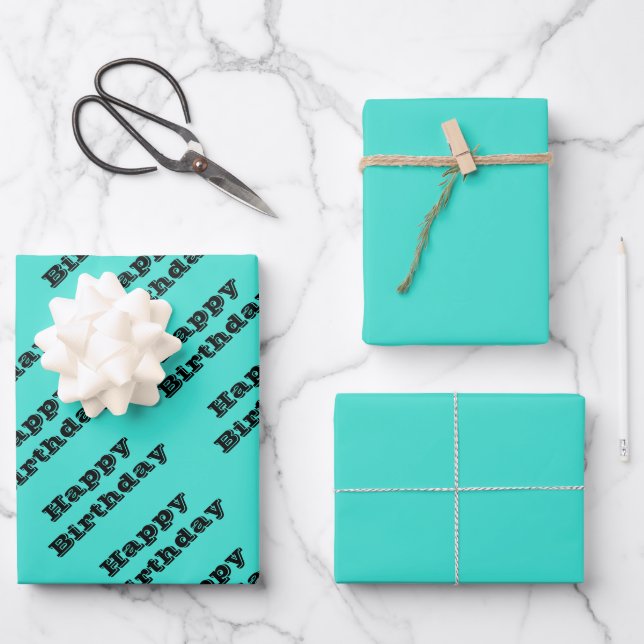 Hoja De Papel De Regalo Verdadero color azul turquesa verde azul color sól (Anverso)