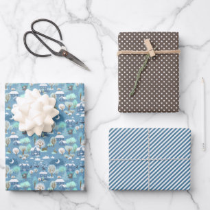 Hoja De Papel De Regalo Verde azul Verde azulado lindo invierno temporada 