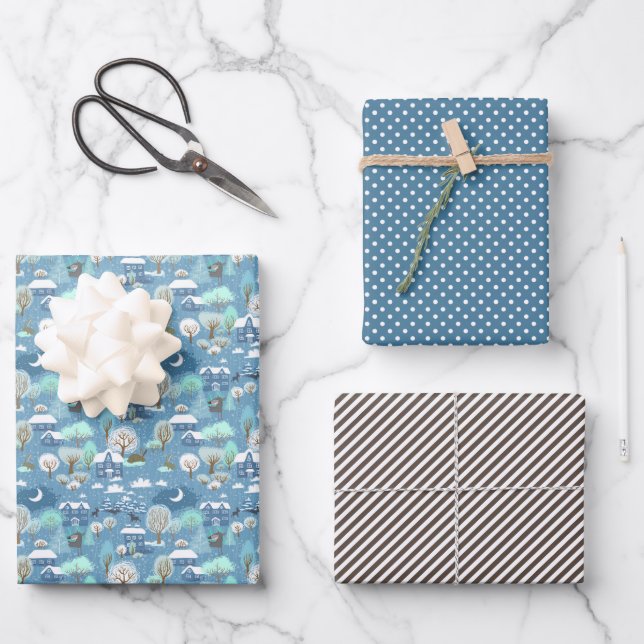 Hoja De Papel De Regalo Verde azul Verde azulado lindo invierno temporada  (Anverso)