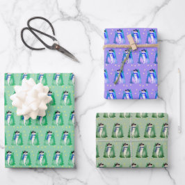 Hoja De Papel De Regalo Verde azulado verde y púrpura