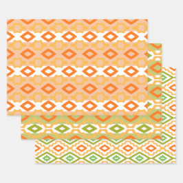 Hoja De Papel De Regalo Verde Blanco Y Naranja