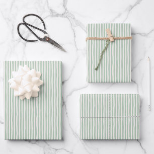 Hoja De Papel De Regalo Verde Claro y Marfil Rayas Torcidas