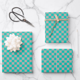 Hoja De Papel De Regalo Verde Clásico, Cuadro Gris 