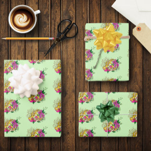 Hoja De Papel De Regalo Verde Gecko Amarillo Leopardo