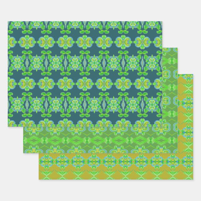 Hoja De Papel De Regalo Verde Lima Con Patrón (Set)