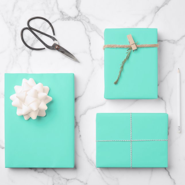 Hoja De Papel De Regalo verde menta real sólido rico (Anverso)