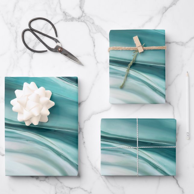 Hoja De Papel De Regalo Verde moderno y elegante-Esmeralda- (Anverso)