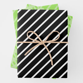 Hoja De Papel De Regalo Verde, Negro y Blanco