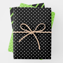Hoja De Papel De Regalo Verde, Negro y Blanco