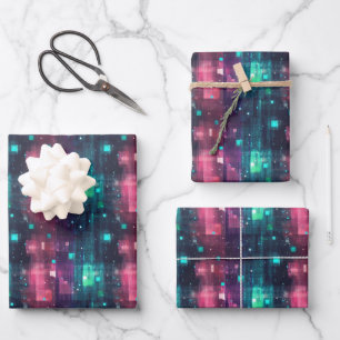 Hoja De Papel De Regalo Verde, Púrpura y Rosa Abstracto 