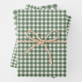 Hoja De Papel De Regalo Verde Salvia Gingham Cuadros Navidad