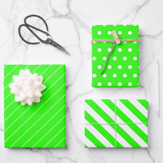 Hoja De Papel De Regalo Verde Y Blanco (Anverso)