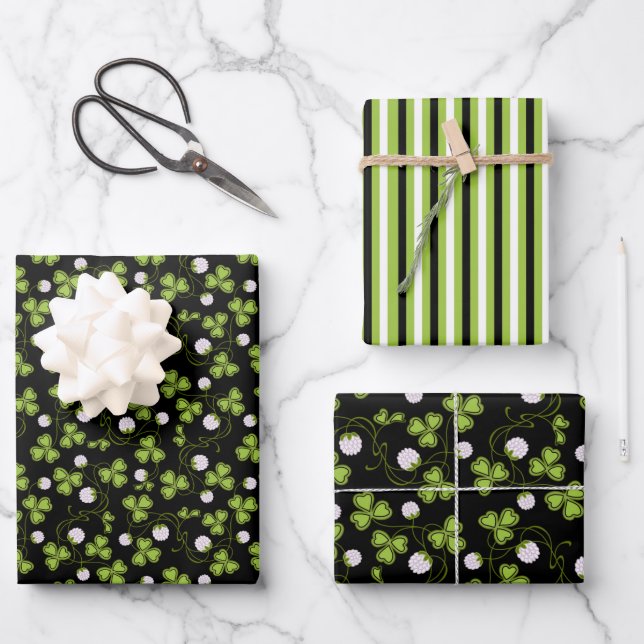 Hoja De Papel De Regalo Verde y negro (Anverso)