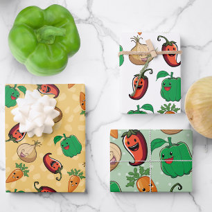 Hoja De Papel De Regalo Verduras sonrientes