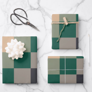 Hoja De Papel De Regalo Verificaciones de color modernas tablero de ajedre