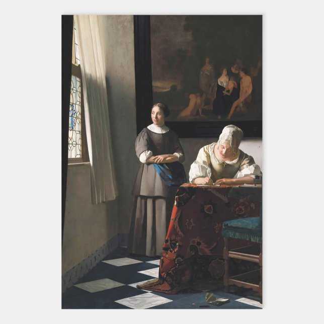 Hoja De Papel De Regalo Vermeer - Dama escribiendo una carta con su emplea (Subido por el creador)