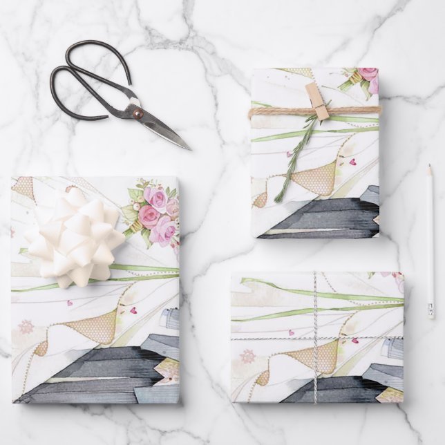 Hoja De Papel De Regalo Vestido de novia Bride & Groom (Anverso)